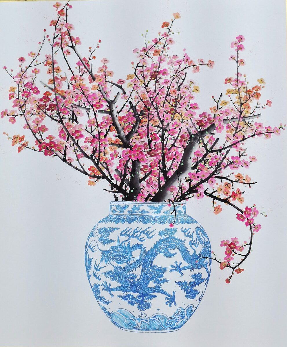 매화와 청화백자 — 윤원진