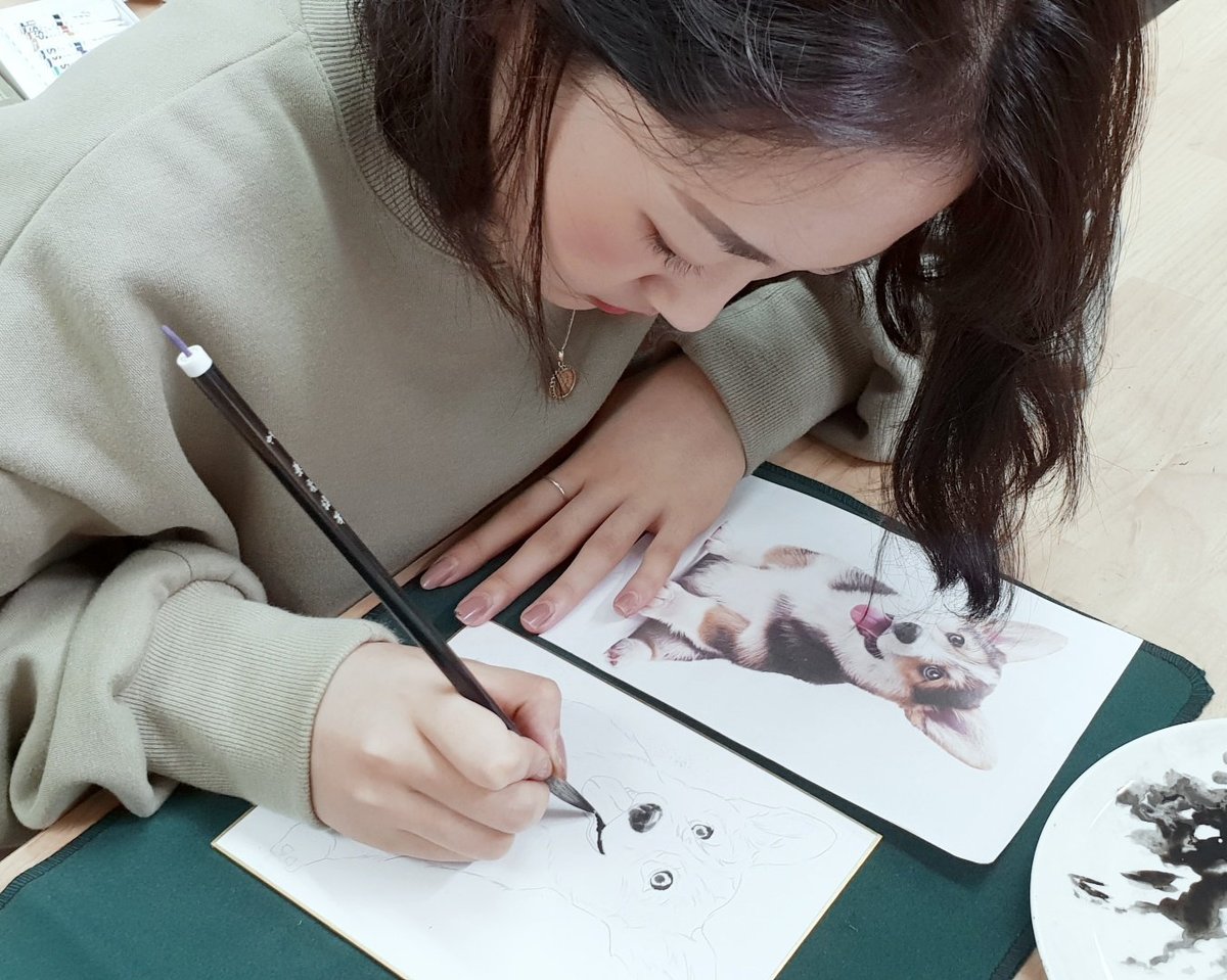 학생 고양이 그리기